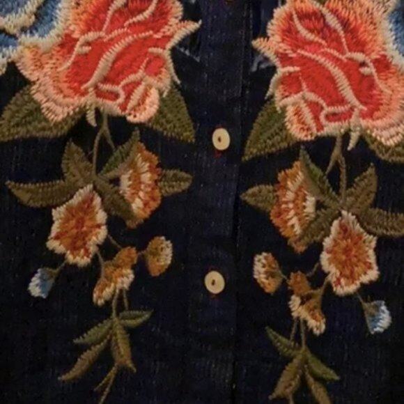 Johnny Was Forest Velvet Mix Shirt Blue S - Picture 2 of 7